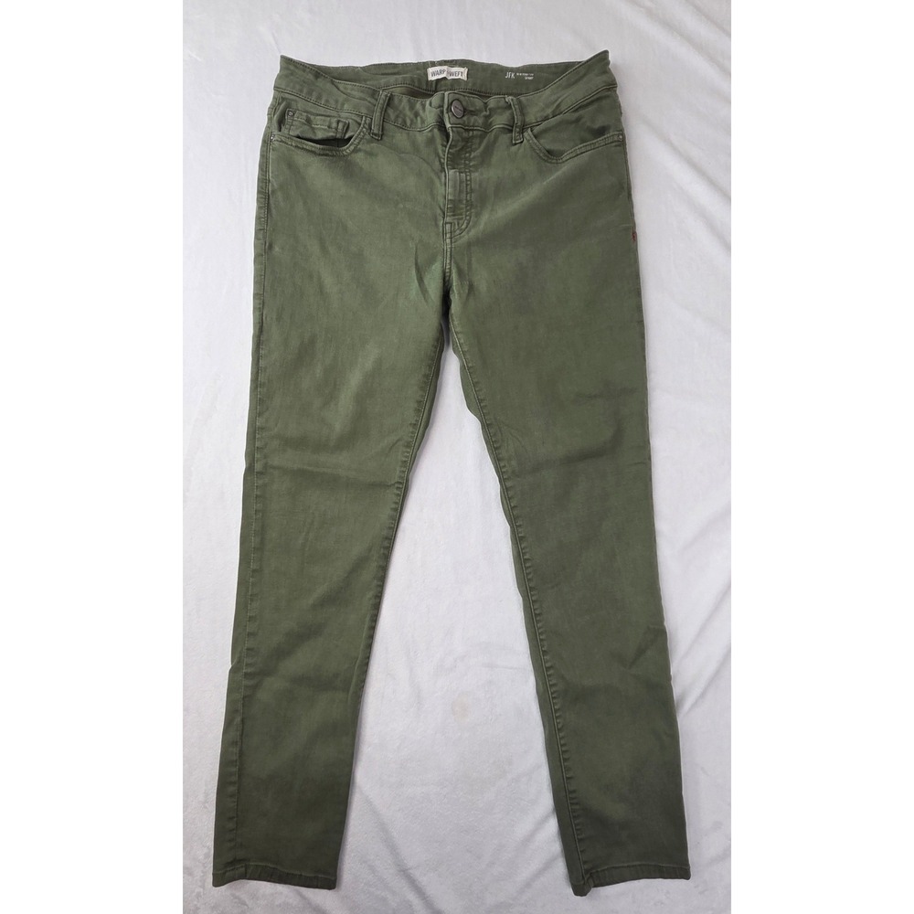 Warp + Weft JFK Skinny Jeans 32x29 Olive Green Cotton Blend Denim Excellent